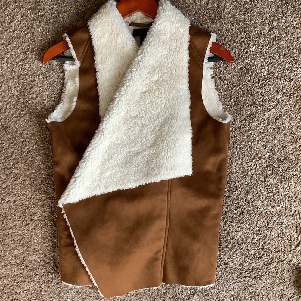 RD STYLE | Brown Faux Suede Sherpa Interior Native Vest | Indian Boho Shirt Vest